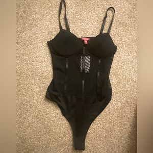 Guess Black Mesh Bodysuit Chemise